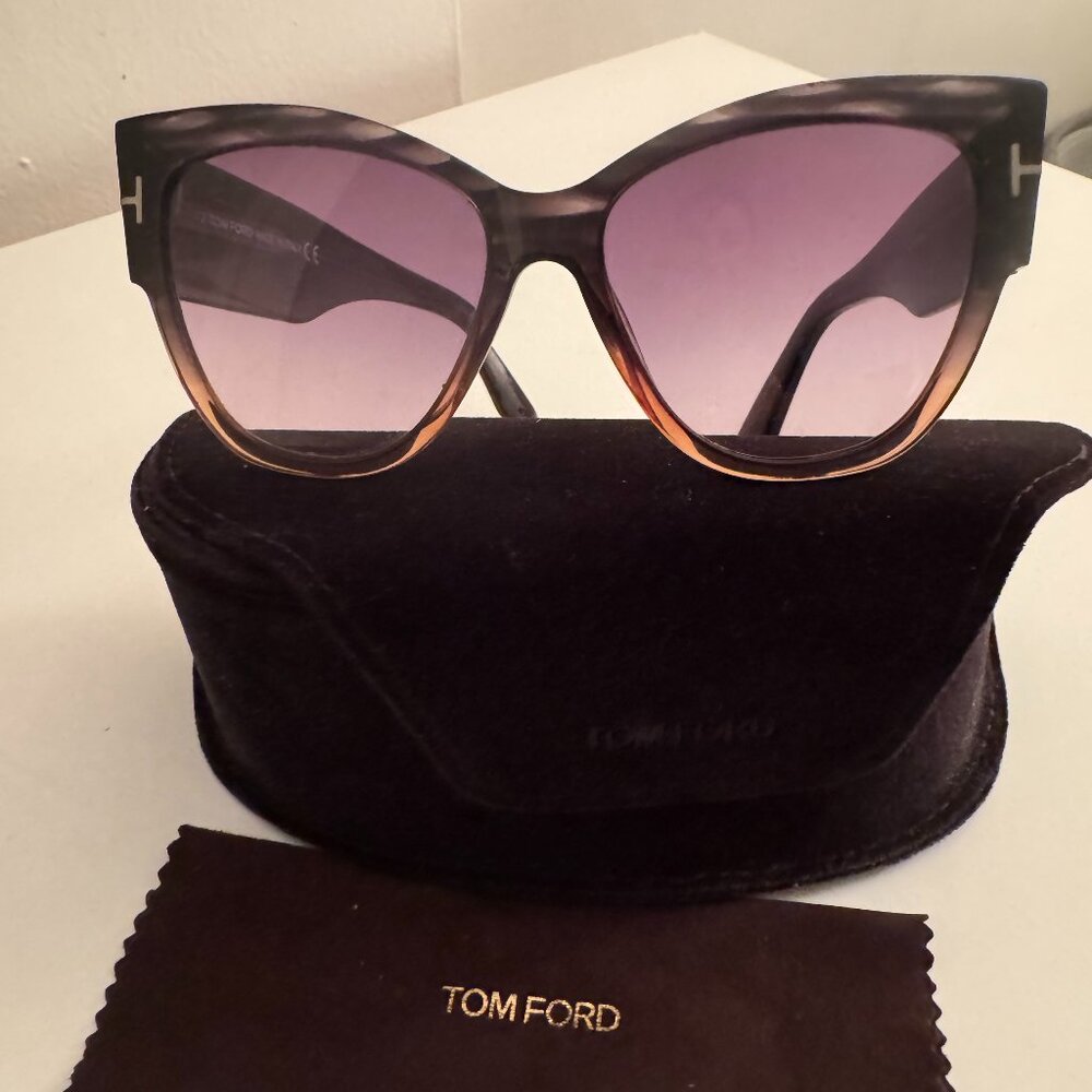 TOM FORD Sunglasses ANOUSHKA TF371 20B 57-16 Grey/Brown Frames Fade Lenses